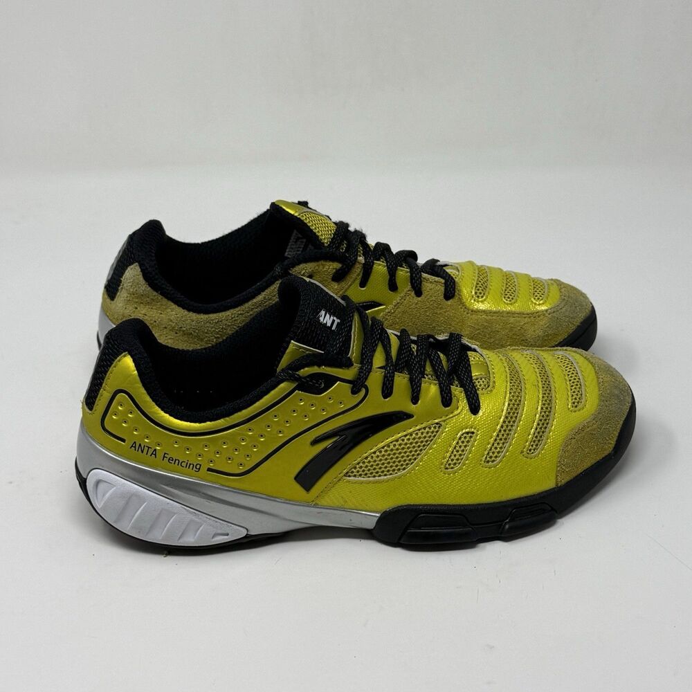 Anta Fencing Shoes Mens 6.5 Yellow Suede Mesh Professional Lightweight - Picture 3 of 16